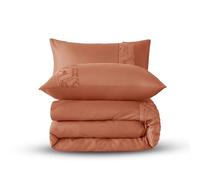 Velosso Boho Chic Hex Tufted Duvet Cover Set Burnt Orange - Soft Brushed Microfibre Bedding with Geometric Fringe - Easycare Quilt Cover with Pillowcase (Single)