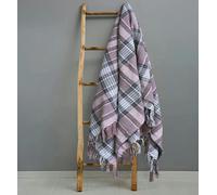 Velosso Bourbon Check Cotton Tassel Throw - 127cm x 152cm - Pink