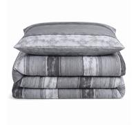 Velosso Brooklyn Stripe Cotton Rich Printed Duvet Cover & Pillowcase in Grey | Size: Single Velosso Grey Single