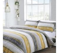 Velosso Brooklyn Stripe Printed Cotton Blend Duvet Cover and Pillowcase Set - Yellow - King