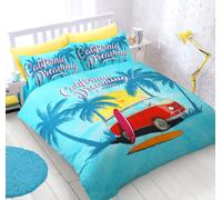 Velosso California Dreaming Cotton Rich Printed Duvet Cover & Pillowcase Set in Blue | Size: Single Velosso Blue Single