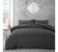 Velosso Charcoal Alini Quilted Duvet Cover And Pillowcase Set King