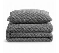 Velosso Charcoal Chunky Popcorn Faux Rabbit Fur Duvet Cover Set Single