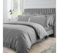 Velosso Charcoal Hilton Stripe Duvet Cover And Pillowcase Set Single