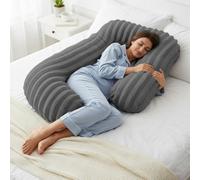 Velosso Charcoal Jumbo Cord Faux Rabbit Fur Body Pillow 75Cm X 135Cm