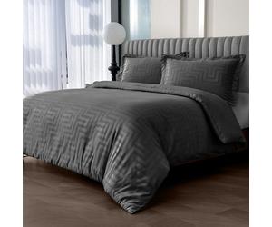 Velosso Charcoal Larson Stripe Duvet Cover And Pillowcase Set Single