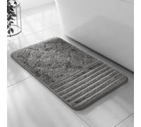 Velosso Charcoal Linear Bath Pedestal Mat Cashmere Feel Bathmat