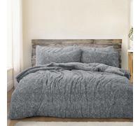 Velosso Charcoal Teddy Marl Duvet Cover And Pillowcase Set King