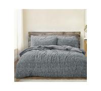 Velosso Charcoal Teddy Marl Duvet Cover And Pillowcase Set Single