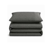 Velosso Charcoal Waffle Weave Duvet Cover And Pillowcase Set Double