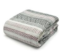 Velosso Check Cotton Tassel Throw - 228cm x 254cm - Pink