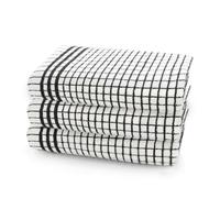 Velosso Check Woven 100% Cotton Easy Care Tea Towels, Pack of 3 - Black - One size