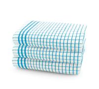 Velosso Check Woven 100% Cotton Easy Care Tea Towels, Pack of 3 - Blue - One size