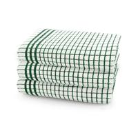 Velosso Check Woven 100% Cotton Easy Care Tea Towels, Pack of 3 - Green - One size