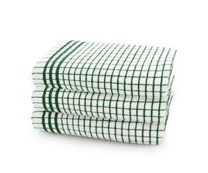 Velosso Check Woven 100% Cotton Easy Care Tea Towels, Pack of 3 - Green - One size