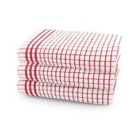 Velosso Check Woven 100% Cotton Easy Care Tea Towels, Pack of 3 - Pink - One size