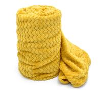 Velosso Chevron Pattern Cosy Touch Blanket, Luxurious Faux Mink Sofa Throw in Bright Yellow | Size: 125 cm x 150 cm Velosso Bright Yellow 125 cm x 150 cm
