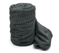 Velosso Chevron Pattern Cosy Touch Blanket, Luxurious Faux Mink Sofa Throw in Charcoal | Size: 125 cm x 150 cm Velosso Charcoal 125 cm x 150 cm