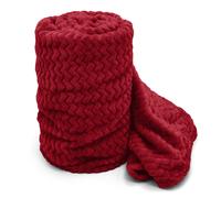 Velosso Chevron Pattern Cosy Touch Blanket, Luxurious Faux Mink Sofa Throw in Red | Size: 125 cm x 150 cm Velosso Red 125 cm x 150 cm