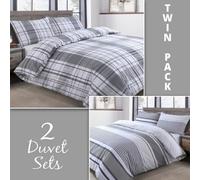Velosso Chic Bedroom Decor Twin Pack Bedding Set, Printed Cotton Blend Duvet Cover & Pillowcase Set, Button Enclosure, Easy Care - Grey