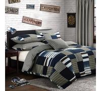 Velosso Chic Blue Printed Cotton Blend Duvet Cover & Pillowcase Set, Button Enclosure, Trendy Geometric Pattern Bedroom Decor - Blue
