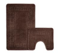 Velosso Chocolate 2 Piece Greek Key Bath And Pedestal Mat