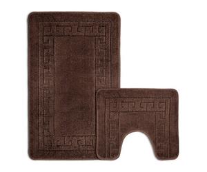 Velosso Chocolate 2 Piece Greek Key Bath And Pedestal Mat