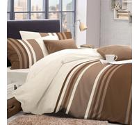 Velosso Chocolate Tonal Stripe Duvet Cover And Pillowcase Set Single