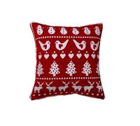 Velosso Christmas Soft Cotton Blended Chenille Filled Tapestry Cushion Cover Xmas Festive Scatter Decorative Square Sofa Couch Pillow Cushion Nordic Stag 43x43cms (1, Red Robin)
