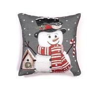 Velosso Christmas Soft Cotton Blended Chenille Filled Tapestry Cushion Cover Xmas Festive Scatter Decorative Square Sofa Couch Pillow Cushion Nordic Stag 43x43cms (1, Snowman Birdhouse)