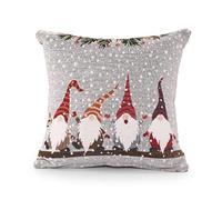 Velosso Christmas Soft Cotton Chenille Tapestry Cushion Cover Xmas Festive Scatter Cushions Nordic Santa Reindeer Stag Snowman (1, Singing Gonks, 43x43cms)