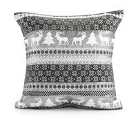 Velosso Christmas Soft Cotton Chenille Tapestry Cushion Cover Xmas Festive Scatter Cushions Nordic Santa Reindeer Stag Snowman (1, Glitter Nordic Snowflake, 43x43cms)