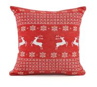 Velosso Christmas Soft Cotton Chenille Tapestry Cushion Cover Xmas Festive Scatter Cushions Nordic Santa Reindeer Stag Snowman (1, Glitter Dancing Stag, 43x43cms)
