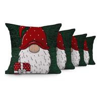 Velosso Christmas Soft Cotton Chenille Tapestry Cushion Cover Xmas Festive Scatter Cushions Nordic Santa Reindeer Stag Snowman (4, Green Gonk, 43x43cms)