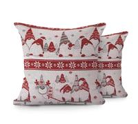 Velosso Christmas Soft Cotton Chenille Tapestry Cushion Cover Xmas Festive Scatter Cushions Nordic Santa Reindeer Stag Snowman (2, Standing Gonks, 43x43cms)