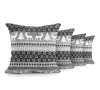 Velosso Christmas Soft Cotton Chenille Tapestry Cushion Cover Xmas Festive Scatter Cushions Nordic Santa Reindeer Stag Snowman (4, Glitter Nordic Snowflake, 43x43cms)