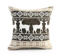 Velosso Christmas Soft Cotton Chenille Tapestry Cushion Cover Xmas Festive Scatter Cushions Nordic Santa Reindeer Stag Snowman (1, Grey Stag, 43x43cms)