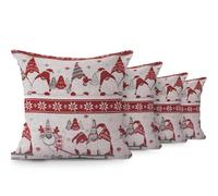 Velosso Christmas Soft Cotton Chenille Tapestry Cushion Cover Xmas Festive Scatter Cushions Nordic Santa Reindeer Stag Snowman (4, Standing Gonks, 43x43cms)