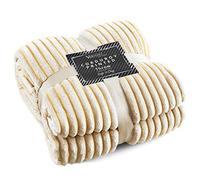 Velosso Chunky Cord Ribbed Soft Thermal Soft Touch Blanket for Bed Couch Chair Throwover Stripe Warm All Seasons (Ochre Yellow, 150x200cms)