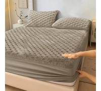Velosso Chunky Popcorn Faux Fur Fitted Sheet in Beige | Size: Double Velosso Beige Double