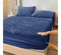 Velosso Chunky Popcorn Faux Fur Fitted Sheet in Navy | Size: Single Velosso Navy Single