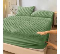 Velosso Chunky Popcorn Faux Fur Fitted Sheet in Olive | Size: Double Velosso Olive Double