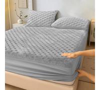 Velosso Chunky Popcorn Faux Fur Fitted Sheet in Silver | Size: Double Velosso Silver Double
