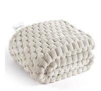 Velosso Chunky Popcorn Faux Fur Throw Blanket - Ultra Soft & Fluffy Charcoal Sofa Throw, Warm Textured Bed Blanket, Cosy Home Décor Accessory for Living Room or Bedroom (Cream, 200cm x 240cm)