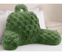 Velosso Chunky Popcorn Reading Back Support Pillowfor Adults, Snuggle Cosy Faux Fur Super Soft Plush Cushion for Bed and Armchair Relaxation (Olive)