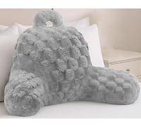 Velosso Chunky Popcorn Reading Back Support Pillowfor Adults, Snuggle Cosy Faux Fur Super Soft Plush Cushion for Bed and Armchair Relaxation (Silver Gray)