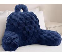 Velosso Chunky Popcorn Reading Back Support Pillowfor Adults, Snuggle Cosy Faux Fur Super Soft Plush Cushion for Bed and Armchair Relaxation (Navy Blue)
