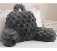 Velosso Chunky Popcorn Reading Back Support Pillowfor Adults, Snuggle Cosy Faux Fur Super Soft Plush Cushion for Bed and Armchair Relaxation (Charcoal)