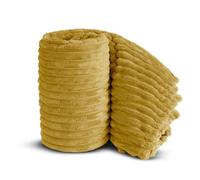 Velosso Chunky Ribbed Thick Super Soft Faux Fur Mink Ribbed Cord Blanket Bed Throwover Sofa Lounge Throw Blanket (Ochre Yellow, 200 x 240cms)