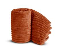 Velosso Chunky Ribbed Thick Super Soft Faux Fur Mink Ribbed Cord Blanket Bed Throwover Sofa Lounge Throw Blanket (Orange, 150 x 200cms)